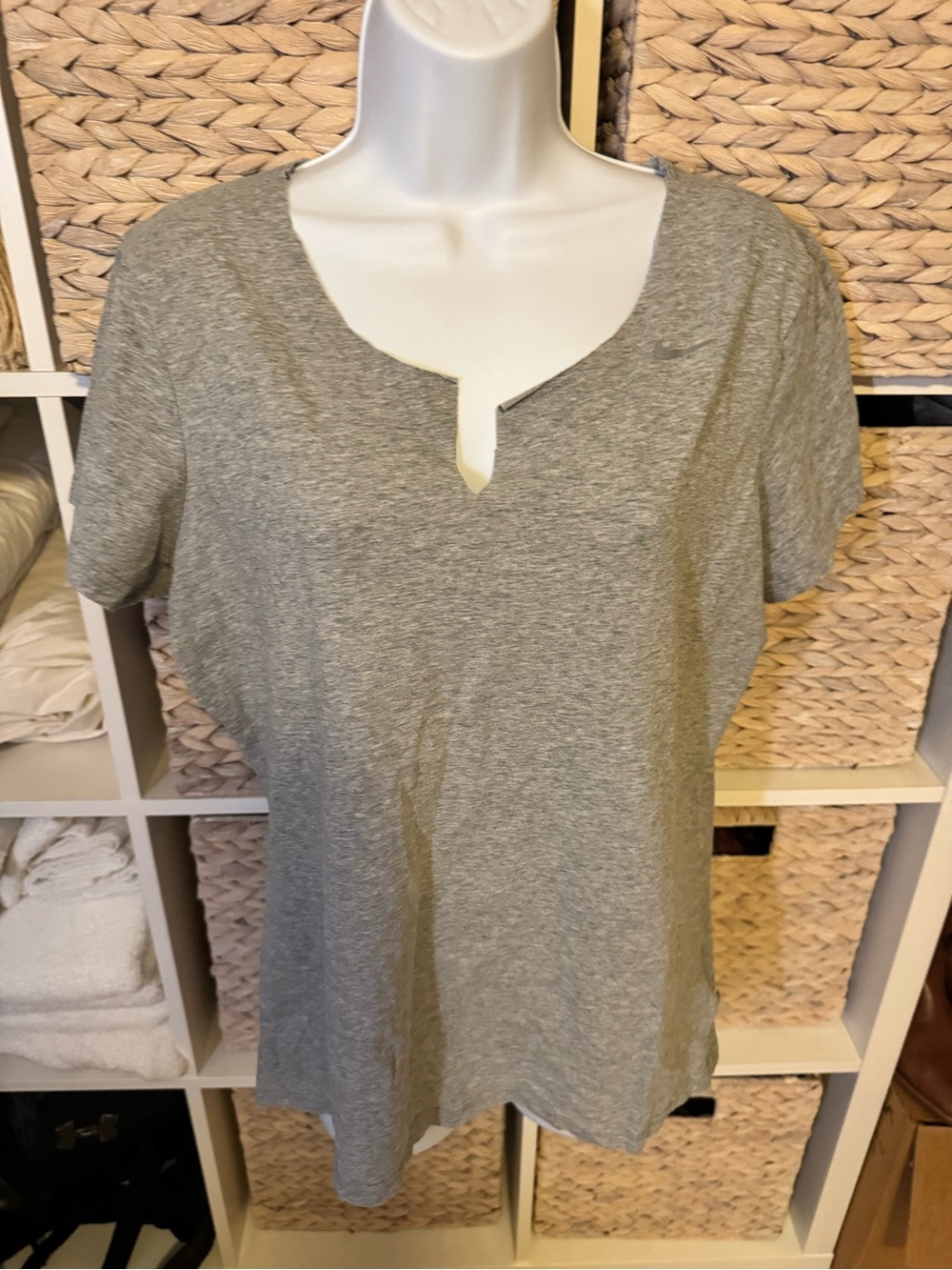 Nike Gray Short Sleeve Notch Neck Tee